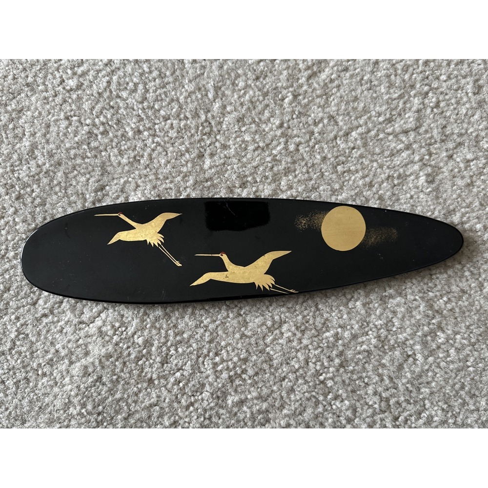 DAI-ICHI SEIKO Japanese Heavy Trinket Plate with Bird Moon gold tone detailing